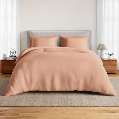 Spaces Everyday Essential 100% Cotton 170 TC Percale Solid Fitted King Sheet with 2 Pillow Covers|Super Soft, Safe for Skin & Breathable - 183 x 198Cm + 30Cm - Light Orange