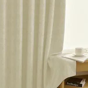 LINENWALAS 100% True Blackout Curtains 8 Feet Long - 2 Panel Curtain, Raindrop Floral Design Complete Light Block Thermal Insulated & Noise Reducing Room Darkening Curtains (Raindrop Beige)