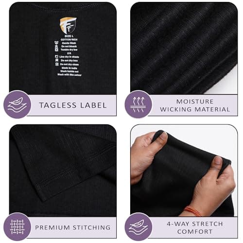 FF Winterwear Thermal Vest for Men, Long Sleevs Upper Innerwear Warmer Round Nack Vest for Winters Size - L (Color - Black) 3