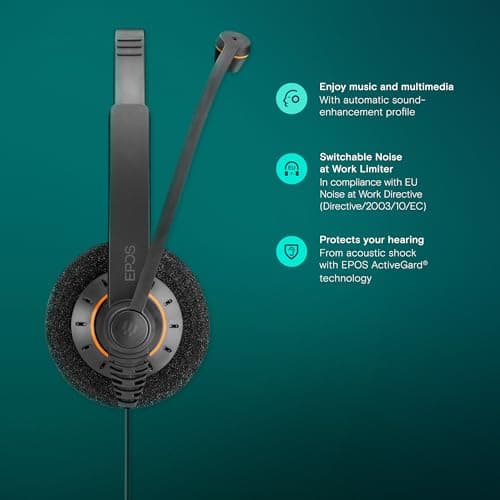 EPOS Sennheiser Culture Series Wideband Over Ear Wired Headphones SC60-USB-ML, Black 5