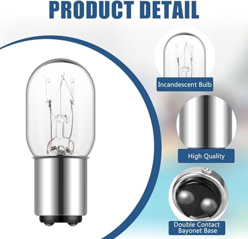 ALUCIFIC Clear Incandescent Bulb with Metal Base. Bulb for Sewing Machines (Pack of 2) - Compatible with Usha Janome, Non-Warranty 3