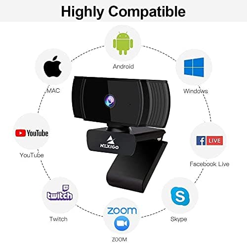 NexiGo AutoFocus 1080p Webcam with Microphone and Privacy Cover, Noise Reduction, HD USB Web Camera, for Online Class, Zoom Meeting YouTube Skype Facetime, PC Mac Laptop Desktop (Upgraded) 5