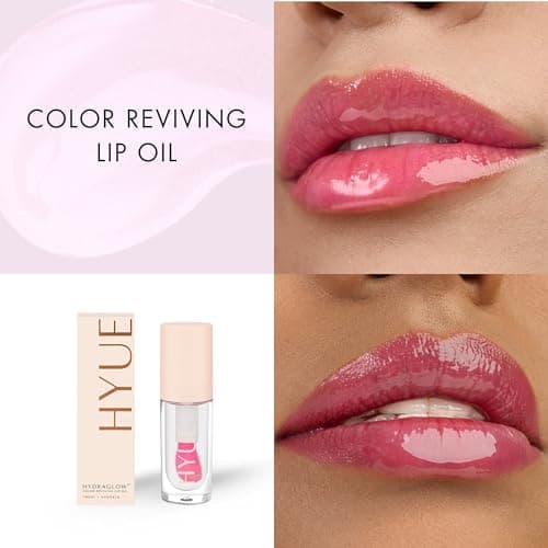 HYUE HydraGlow™ Lip Oil | Color Reviving | Intense 24HR Hydration | Non-Sticky | Lightweight Formula | 6 ml | With Cherry, Jojoba Oil, Kakadu Oil and Vitamin E | Crystal-like Shine | Chunky Applicator 2