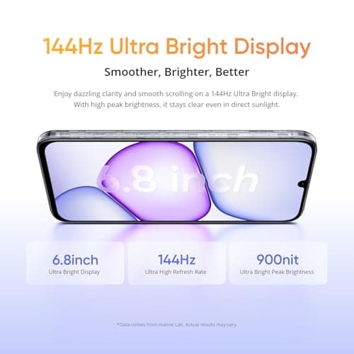 realme C83 5G Smartphone 7000mAh Titan Battery Dimensity 6300 Processor 6.8 Inch 144Hz Display 4GB RAM 64GB ROM Android 16, IP64 Waterproof Support AI Camera, Dual SIM, GPS, WiFi Purple 4