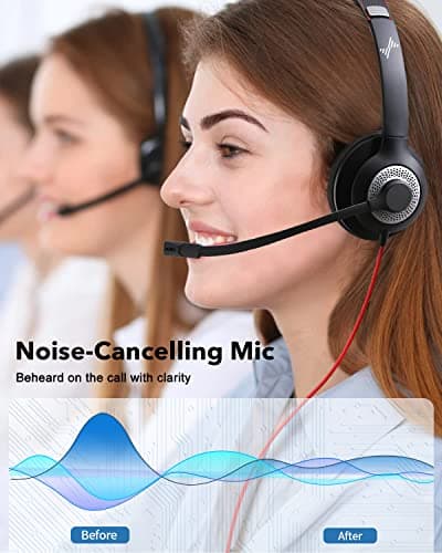 USB Headset with Mic for PC, Over-Ear Computer Laptop Headphones with Noise Cancelling Microphone in-line Control for Home Office Online Class Skype Zoom 3