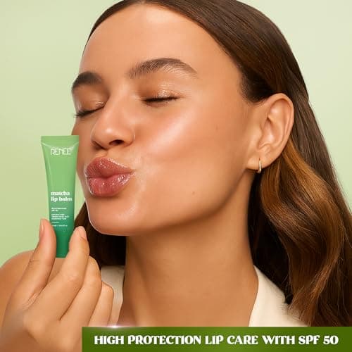 RENEE Matcha Lip Balm For Dry, Chapped Lips With SPF 50 | Nourishes, Repairs & Protects Lips | Reduces Pigmentation, Glossy Finish | Matcha Oil, Kojic Acid & Hyaluronic acid | 10 g 4