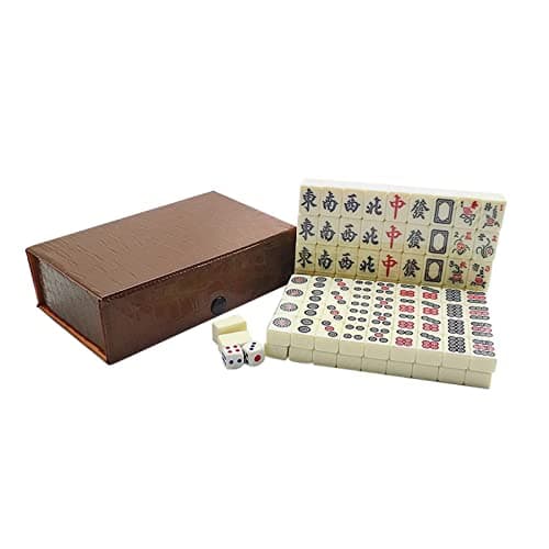 UJEAVETTE Portable Travel Mahjong Set with Storage Box for Travel Party Adults Kids