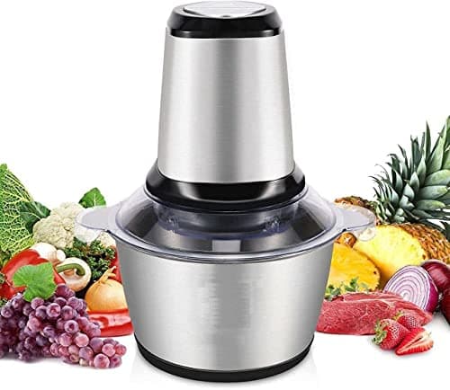 KASHIBA SALE Electric Food Chopper and Meat Grinder for Kitchen Use Stainless Steel Mini Food Processor with 4 Sharp Blades for Grinding Meat Nuts Vegetables and Fruits 2L Capacity