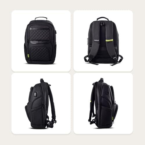 Timus Berlin Black Professional Laptop Bag for Men & Women 23 L with 15.6 Inch Laptop Compartment | Water resistant with USB Port Anti-Theft Backpack| Premium Polyester Fabric 5