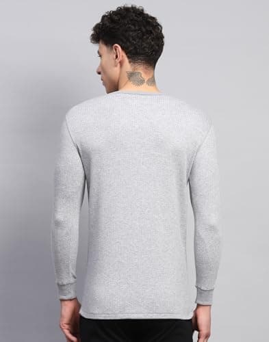 Monte Carlo Mens Solid Grey Round Neck Full Sleeve Thermal Vest (6240M5GR-0-38) 4