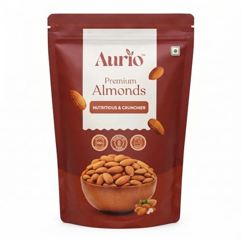 Aurio Premium Almonds (Badam) 250g | 100% Natural, Crunchy & Fresh | High in Protein & Fibre | Healthy Dry Fruits (250g)