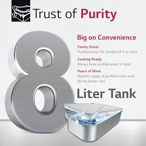 LG RO Water Purifier | 8L Storage Airtight Stainless Steel Tank | Multi Stage Filtration | Wall Mount | Suitable for all Water Sources, WW132NF, Black 5