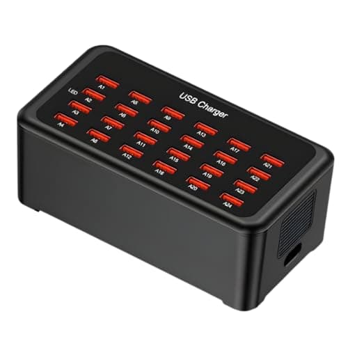 Drumstone (𝐋𝐢𝐦𝐢𝐭𝐞𝐝 𝐓𝐨𝐝𝐚𝐲) Universal 24-Port USB Charging Station, Multi-Device Solution for Phones, Tablets, Cameras, Accessories, Ideal for Offices & Home 𝟏𝟓 𝐘𝐞𝐚𝐫𝐬 𝐖𝐚𝐫𝐫𝐚𝐧𝐭𝐲