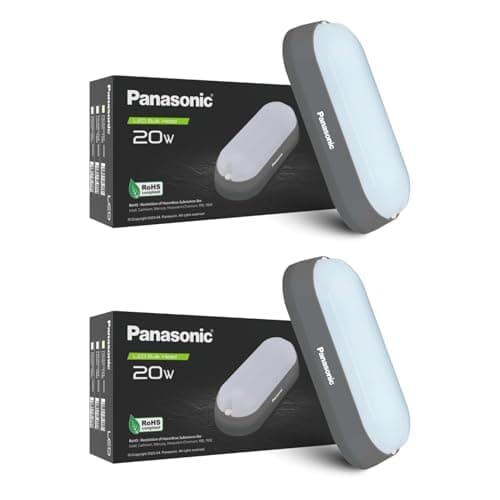 Panasonic 20W LED Bulkhead, IP54 Outdoor Waterproof Bulk Head for Garden Light (6500 Cool White-PK2)