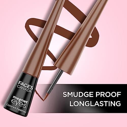 FACESCANADA Magneteyes Color Eyeliner Gel - Powerful Brown,4 Ml|Glossy Finish|24Hr Long-Lasting|Waterproof|Smudgeproof|Precise Application|Intense Color Payoff|Almond Extract & Vitamin E 4