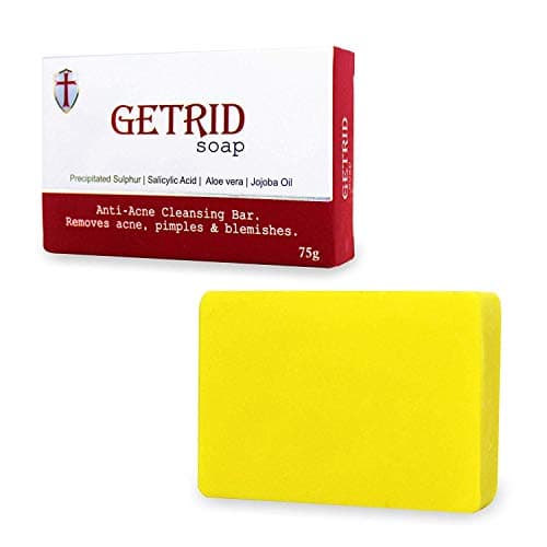 Getrid Soap Bar 75g (Pack of 6) | Precipitated Sulphur and Salicylic Acid Cleansing Bar | Enriched with Aloe Vera and Jojoba Oil | Deep Cleansing Exfoliating Soap for Oily and Acne-Prone Skin | For Fa 2