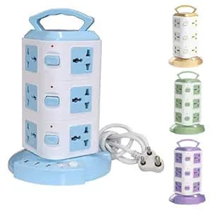 Multifunctional Cube Extension Board with Switches - 3 USB Ports + 12 Power Sockets Power Converter, 2500W Power Output, 2.1A USB Charging Port, 3M Cord Length, (Multicolour)- 1pc.