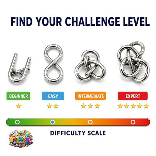 Brain Teasers Metal Wire Puzzle Set – Fun and Challenging Puzzle Games for Adults and Kids for Problem Solving and Mind Exercise Educational Fidget Toys Untangling Puzzle (Metallic Silver, 8) 4