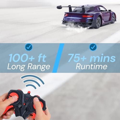 Popsugar Door Opening Remote Control Car|Rechargeable 1200mAh Lithium Battery|C-Type Charging|75-Min Runtime|2.4G Long Range Remote (100+ ft)|HighSpeed RC Car|Gift for Kids|Made in India (Purple) 3