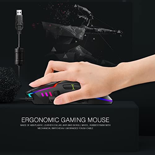 Ant Esports GM320 RGB Wired Gaming Mouse, 12800 DPI Optical Sensor, 8 Programmable Buttons with Rapid Fire, Ergonomic Design, RGB Lighting, Braided Cable, USB Gaming Mouse for PC, Laptop (Black) 5