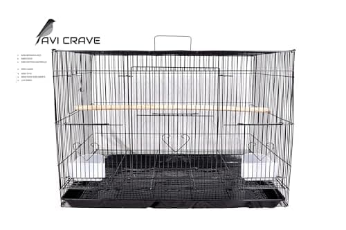 AVI CRAVE Bird Iron Cage For Budgies,Finches,Love Birds,Cocktails,Conures,Black, 1 level, medium 5