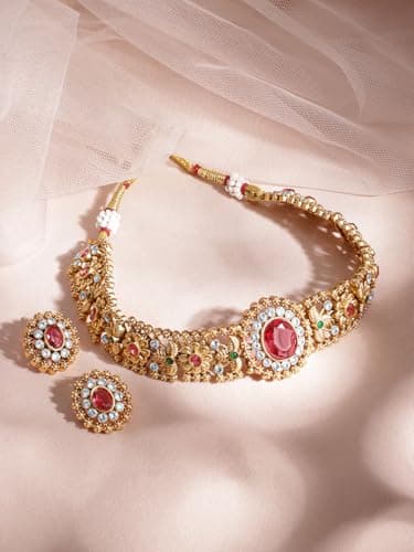 Rubans Jewellery Set Kundan Choker Traditional Bridal Women Wedding Fashion Gift for Women & Girls 4