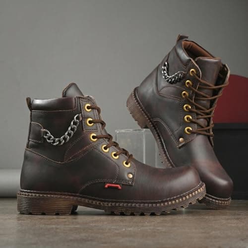 Shoe Island ® Robust-X ™ Leather BAB970 Dark Brown Trendy Tough Heavy Duty Lace Ups High Ankle Length Mens Casual Boots For Men, Size 10 UK/India