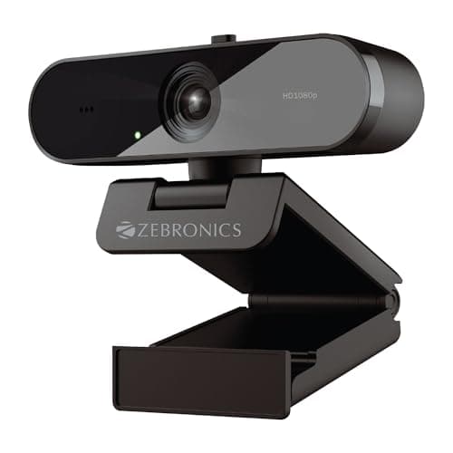 Zebronics FHD USB Webcam, 30FPS, 2P2G Lens, 2.0MP CMOS Sensor, Auto-White Balance, Auto-Exposure, Privacy Shutter, Built-in Mic, for Teams, FaceTime, PC/Laptop (Live Pro)