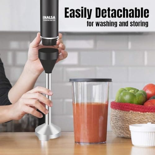 INALSA TurboBlend 450 Hand Blender | 450W Powerful Motor | 2 Speed Control | Stainless Steel Detachable Stem & Blades | Silent Operation | BPA Free | Black/Silver | 1 Year Warranty 2
