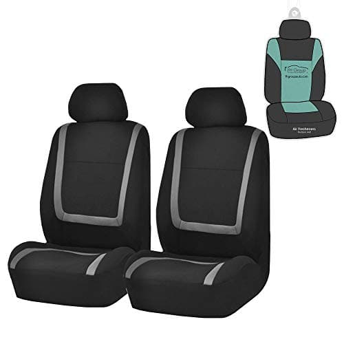 FH Group FB32102 Unique Flat Cloth Seat Covers, Gray/Black- Fit Most Car, Truck, SUV, or Van - with Gift