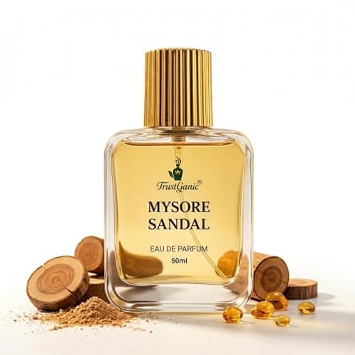 TrustGanic Mysore Sandal Perfume for Men & Women 50ml | 10+ Hours Long Lasting Sandalwood Eau de Parfum | Pure Chandan Fragrance with Woody & Earthy Scent | Natural Perfume | Gift Pack