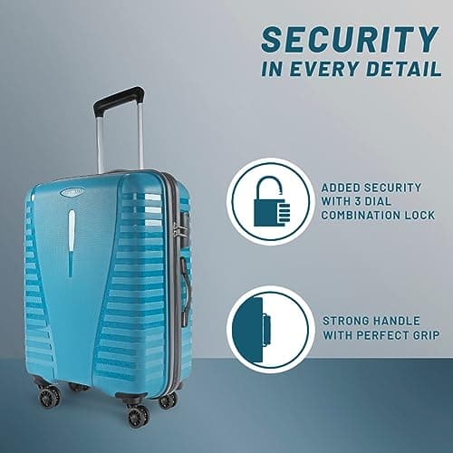 Aristocrat Air Pro Trolley Bag Set of 2 Polypropylene Spinner Wheels Hard Luggage (55Cm and 66Cm) | Cabin and Medium Check-in Luggage | Secured Combination Lock | Cross Teal | Unisex 4