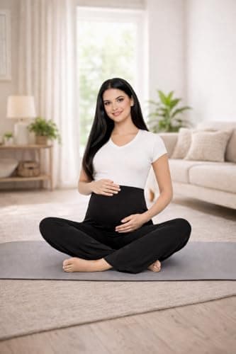 Fashiospice Stretchable Relaxed Fit Maternity Pants | Maternity Yoga Pants | Maternity Trousers for Pregnancy, Pant for Pregnant Women for Ultimate Comfort (in, Alpha, 4XL, Regular, Pitch Black) 5