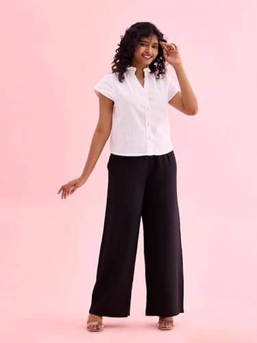 GO COLORS Women Black Mid Rise Viscose Basic Palazzo - 2XL 4