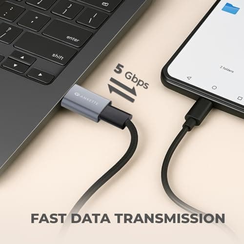 Amkette USB 3.0 Type-C Female to USB-A Male OTG Adapter | 5Gbps High-Speed Data Transfer | 15W Fast Charging | Compact, Portable & Durable Aluminum Alloy | Universal Compatibility for Laptops & More 3