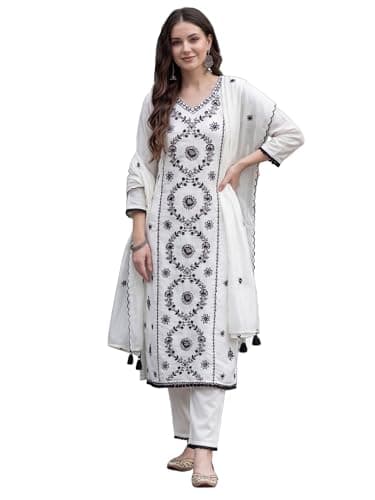 INDO ERA Women's Black Pure Cotton Floral Printed Flared Fusion Kurta & Pant Set