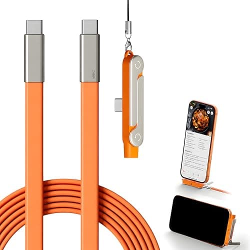 2 in1 240W USB C to USB C Fast Charging Cable with Adjustable & Detachable Phone Stand, Multi-Angle Type C Charger Cord for Smartphones, Tablets & Laptops, High-Speed Data Transfer Charging Cable