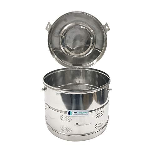 IS IndoSurgicals Stainless Steel Dressing Drum, Super Deluxe Quality Seamless, Diameter X Height (11"X9") 2