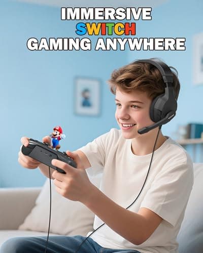 NUBWO U3 3.5mm Gaming Headset for PC, PS4, Laptop, Xbox One, Mac, iPad, Nintendo Switch Games, Computer Game Gamer Over Ear Flexible Microphone Volume Control with Mic - Black 3