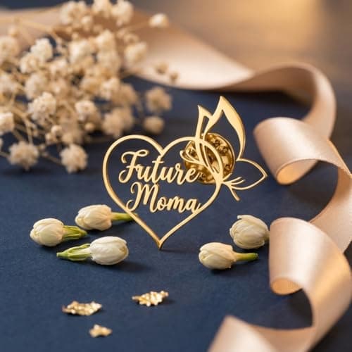 Artsycollection® Future Mom Initials Brooch for Mothers | Personalized Initial Brooch Pin | Stylish Pregnancy Announcement Brooch | Elegant Gift for Mom-to-Be & Women 2