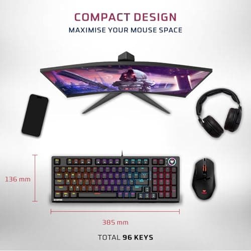 EvoFox Katana X2 FS Mechanical Gaming Keyboard | 3‑Pin Replaceable Clicky Blue Switches, Dynamic Backlighting, All Keys Anti‑Ghosting, Volume Knob, Copilot, Xbox Gamebar, Screenshot & More (Black) 3