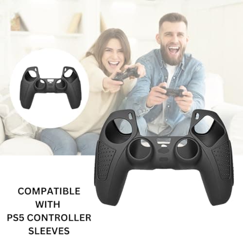 OIVO INDIA Black Dotted Design Cover for PS5 Game Controller Remote Sleeves with Black ThumbGrip Set Compatible with Sony PlayStation 5 Remote (Combo) 2