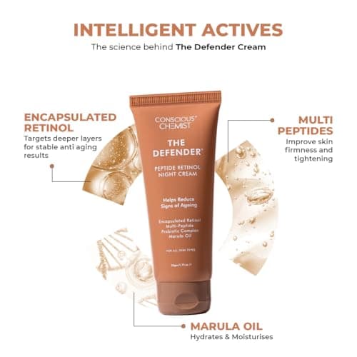 Conscious Chemist 0.2% Retinol Moisturizer Cream | 50g | Pro-Collagen Night Cream For Men & Women, Multi peptide Anti aging Face cream, Reduces Fine lines, Neck lines & Wrinkles, All Skin Types 3