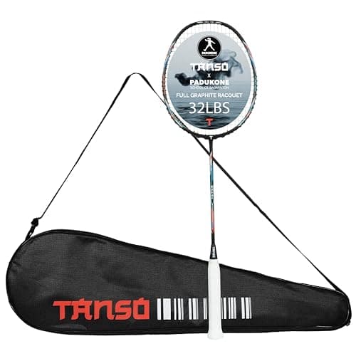 TANSO Wraith Strung Badminton Racket (32 Lbs Tension, Recommended by Padukone School of Badminton, 77 Grams Ultra Light Weight Full Carbon Fiber with Premium Strings and Full Racquet Cover)