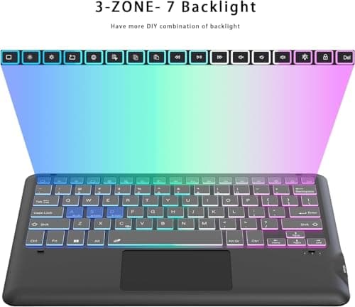 JUQITECH Keyboard Case Compatible with Samsung Galaxy Tab S10 Plus/S9 Plus/S9 FE Plus/S8 Plus/S7 Plus/S7 FE 12.4 Inch, Backlit Smart Touchpad 4