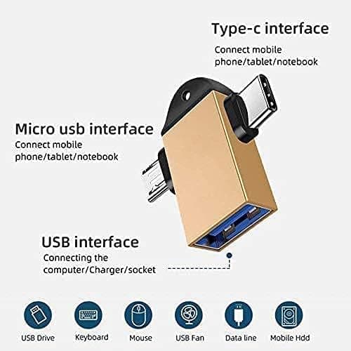 MAXXOX 2IN1 OTG Type C to USB and Type B OTG for Smartphones Compatiable with MacBook Air, MacBook Pro, Windows and All Laptop,Smartphones and Tab 3