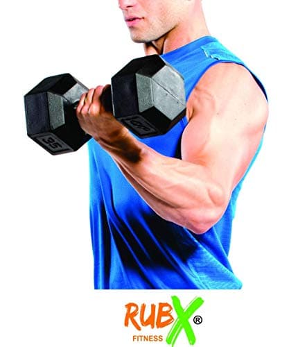 RUBX Rubber Coated Professional Exercise Hex Dumbbells (Pack of Two) 15 Kg x 2pc (Total = 30 kg) 6