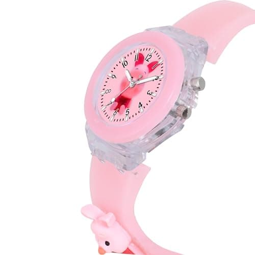 GOLDENIZE FASHION Analog Multicolour Glowing Disco Light Dial Watch for Boys & Girls 3D Cute Cartoon Analog Watch for Girls-Boys Kids Combo of 2 (Lavender) 3