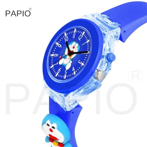 PAPIO® Blue Color Silicone Band Cute Cartoon Design Multi-Function 7 Color Light Analog Wrist Watch for Kids, Children, Boys, and Girls (KD-022) 2