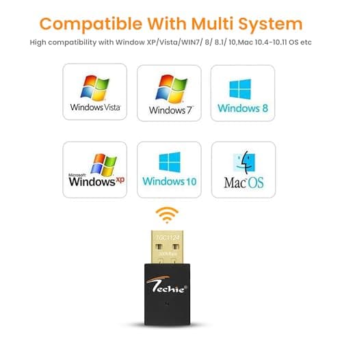 Techie USB WiFi Adapter 300Mbps Wireless Dongle for PC TV Box Laptop 4